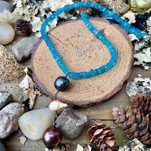 Load image into Gallery viewer, Neon Apatite Edison and Keshi Pearl Drop Necklace Beaded Short Necklace