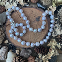 Load image into Gallery viewer, White Wrinkled Edison Pearls Sterling Lobster Necklace