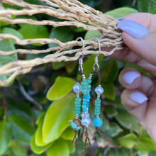 Load image into Gallery viewer, Turquoise Chrysoprase Pearl Sterling Silver Dangle Earrings