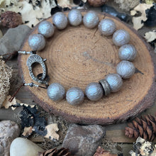 Load image into Gallery viewer, Rare Carved silver Edison Pearl Pave Diamond Bracelet