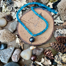 Load image into Gallery viewer, Neon Apatite Edison and Keshi Pearl Drop Necklace Beaded Short Necklace