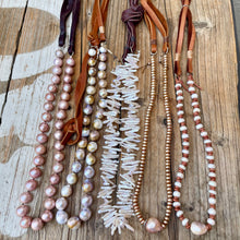 Load image into Gallery viewer, Natural Large High end Pink Edison Pearl Leather Necklace