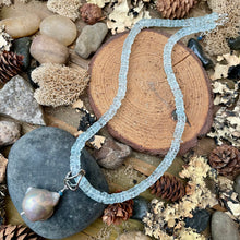 Load image into Gallery viewer, SALE Aquamarine Tyre Beaded Necklace with Baroque Pearl Pendant
