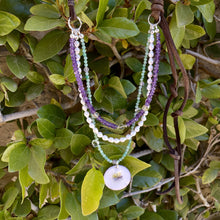 Load image into Gallery viewer, SALE Jadeite, Baroque Pearl Amethyst Gemstone Hand Enameled Pendant Necklace