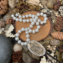 Load image into Gallery viewer, Luminous White Freshwater Pearls with custom artisan Angel/Heart Pendant