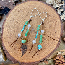 Load image into Gallery viewer, Turquoise Chrysoprase Pearl Sterling Silver Dangle Earrings