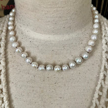 Load image into Gallery viewer, White Wrinkled Edison Pearls Sterling Lobster Necklace
