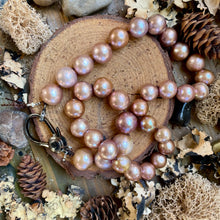 Load image into Gallery viewer, SALE Metallic Pink Bronze Edison Pearl Large Sterling Lobster Necklace