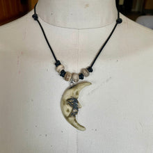 Load image into Gallery viewer, Leather Artisan Crescent Moon Necklace