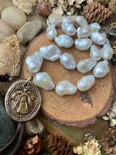 Load image into Gallery viewer, SALE Luminous White Baroque Pearls with Custom artisan Angel/Heart Pendant