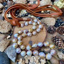 Load image into Gallery viewer, Long Natural Edison Pearl Leather Necklace