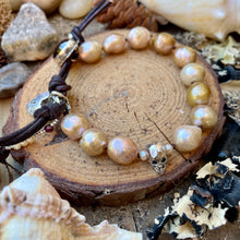 Load image into Gallery viewer, Golden Edison Pearls Custom Garnet Sterling Button Bracelet

