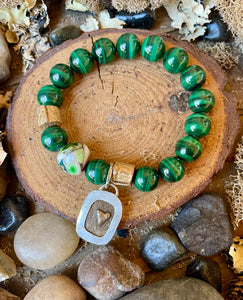 Artisan Tree of Life/Heart two sided beaded stretch bracelet