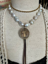 Load image into Gallery viewer, SALE Luminous White Baroque Pearls with Custom artisan Angel/Heart Pendant
