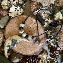 Load image into Gallery viewer, Leather Artisan Crescent Moon Necklace
