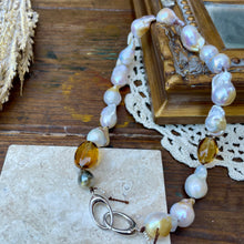 Load image into Gallery viewer, Ombré Baroque Pearls Whiskey Quartz Nuggets Tahitian Pearl Necklace
