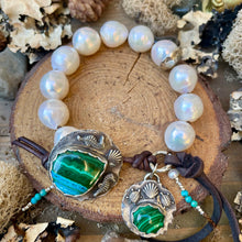 Load image into Gallery viewer, SALE High End Large White Edison Pearls Custom Ocean Button Bracelet
