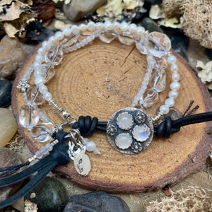 Petite Moonstone, Pearl Crystal, High End Bracelet