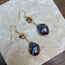 Load image into Gallery viewer, Baroque Peacock Pearl Gold Filled Dangle Earrings
