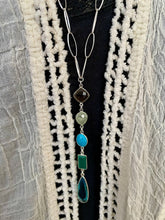 Load image into Gallery viewer, Faceted Gemstones Sterling Silver Long Loopy Necklace
