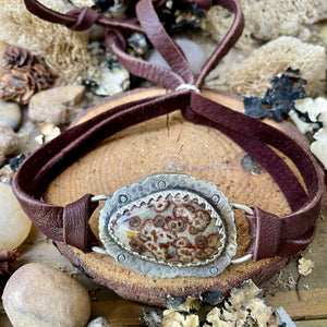 Chunky Jasper Unisex Leather bracelet