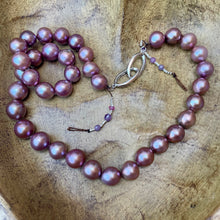 Load image into Gallery viewer, Natural Large High end Purple Mauve Edison Pearl Sterling Necklace
