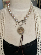 Load image into Gallery viewer, Large Metallic Edison Pearl Necklace with Large Lobster Clasp
