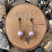 Load image into Gallery viewer, Blush Edison Pearl Sterling Silver Leather Dangle Earrings
