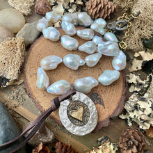 Load image into Gallery viewer, SALE Luminous White Baroque Pearls with Custom artisan Angel/Heart Pendant
