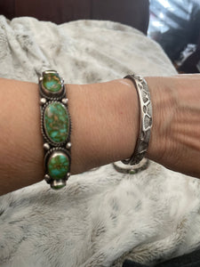 Native American Roland Dixon Sterling Southwestern Five Stone Sonoran Gold Turquoise Cuff