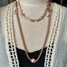 Load image into Gallery viewer, Bronze Button Pearls Baroque Leather Versatile Length necklace
