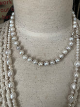 Load image into Gallery viewer, White Wrinkled Edison Pearls Sterling Lobster Necklace
