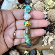 Load image into Gallery viewer, Rustic Turquoise Nuggets Edison Pearl Lampwork bead bracelet

