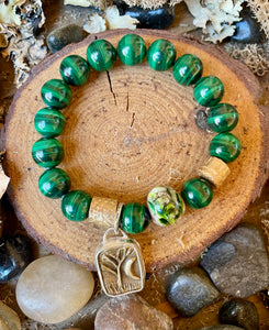 Artisan Tree of Life/Heart two sided beaded stretch bracelet