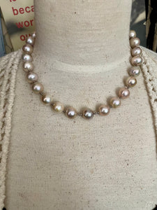 Large Metallic Edison Pearl Necklace with Large Lobster Clasp