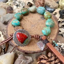 Load image into Gallery viewer, Natural Turquoise Nuggets Custom Sonoran Sunrise Chrysocolla Sterling button

