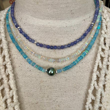 Load image into Gallery viewer, Graduated Blue Opal Tahitian Pearl Short Necklace
