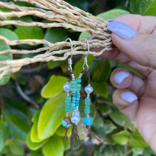 Load image into Gallery viewer, Turquoise Chrysoprase Pearl Sterling Silver Dangle Earrings
