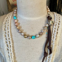 Load image into Gallery viewer, Rustic Edison Pearls, Turquoise Nuggets, Royston Ribbon Turquoise button
