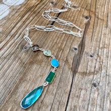 Load image into Gallery viewer, Faceted Gemstones Sterling Silver Long Loopy Necklace
