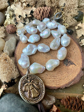 Load image into Gallery viewer, SALE Luminous White Baroque Pearls with Custom artisan Angel/Heart Pendant
