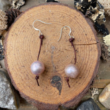 Load image into Gallery viewer, Blush Edison Pearl Sterling Silver Leather Dangle Earrings
