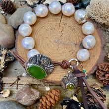 Load image into Gallery viewer, High End Large White Edison Pearls Custom Lily Pad Button Bracelet
