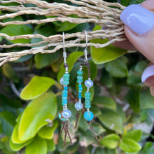 Load image into Gallery viewer, Turquoise Chrysoprase Pearl Sterling Silver Dangle Earrings

