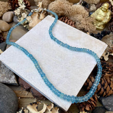 Load image into Gallery viewer, Aquamarine Rondelle Beaded Necklace with Baroque Pearl Pendant
