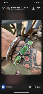 Native American Roland Dixon Sterling Southwestern Five Stone Sonoran Gold Turquoise Cuff