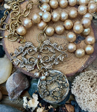 Load image into Gallery viewer, Luminous Large Champagne Pearls with artisan Star of David Pendant
