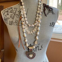 Load image into Gallery viewer, Long or short White Freshwater Stick Pearl Leather Necklace
