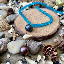 Load image into Gallery viewer, Neon Apatite Edison and Keshi Pearl Drop Necklace Beaded Short Necklace
