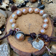 Load image into Gallery viewer, ON SALE Blush Smaller Edison Pearl Custom Mabe Pearl Button Bracelet
